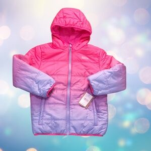 Eddie Bauer Kids Girl's Pink & Purple Gradient Hooded Reversible Puffer Jacket